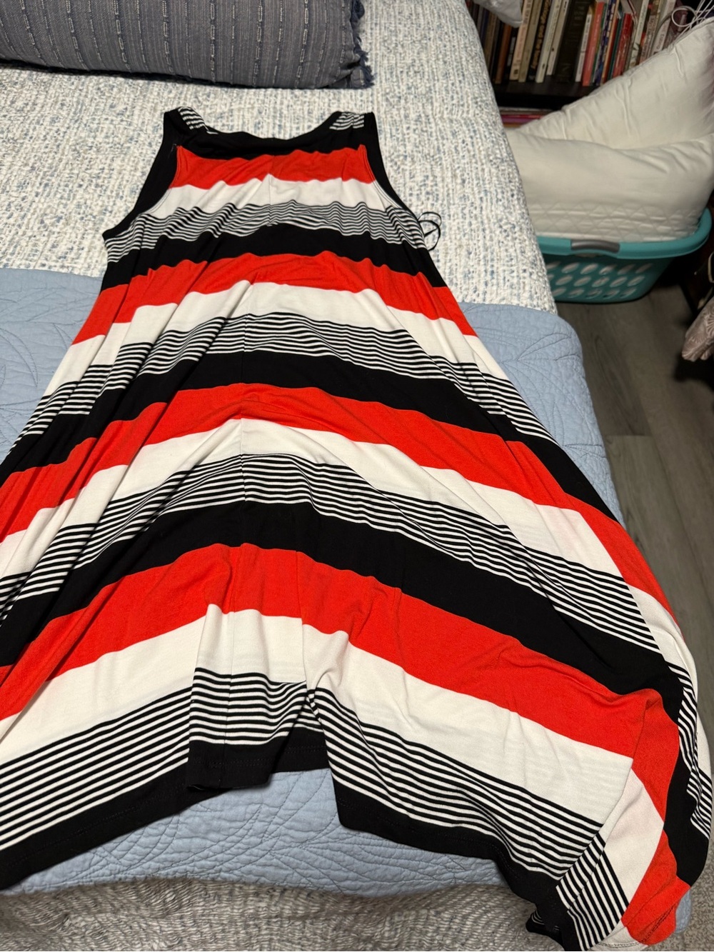 Lane Bryant Red, Black & White Striped Sleeveless Maxi Dress